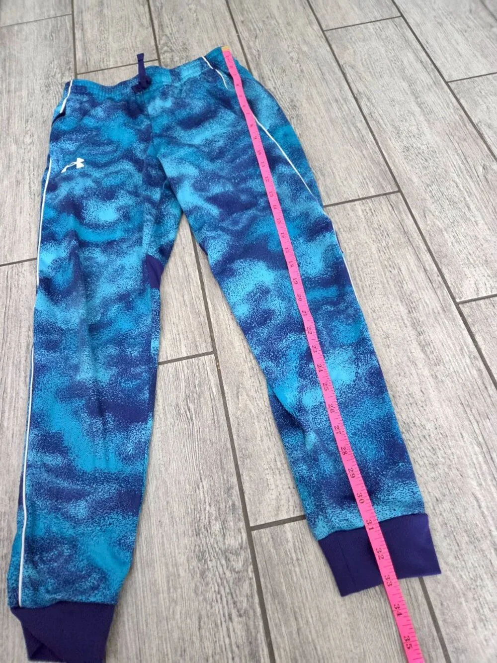 Under Armour Youth Kids Athletic Jogger Pants Blue Abstract Print Size Medium